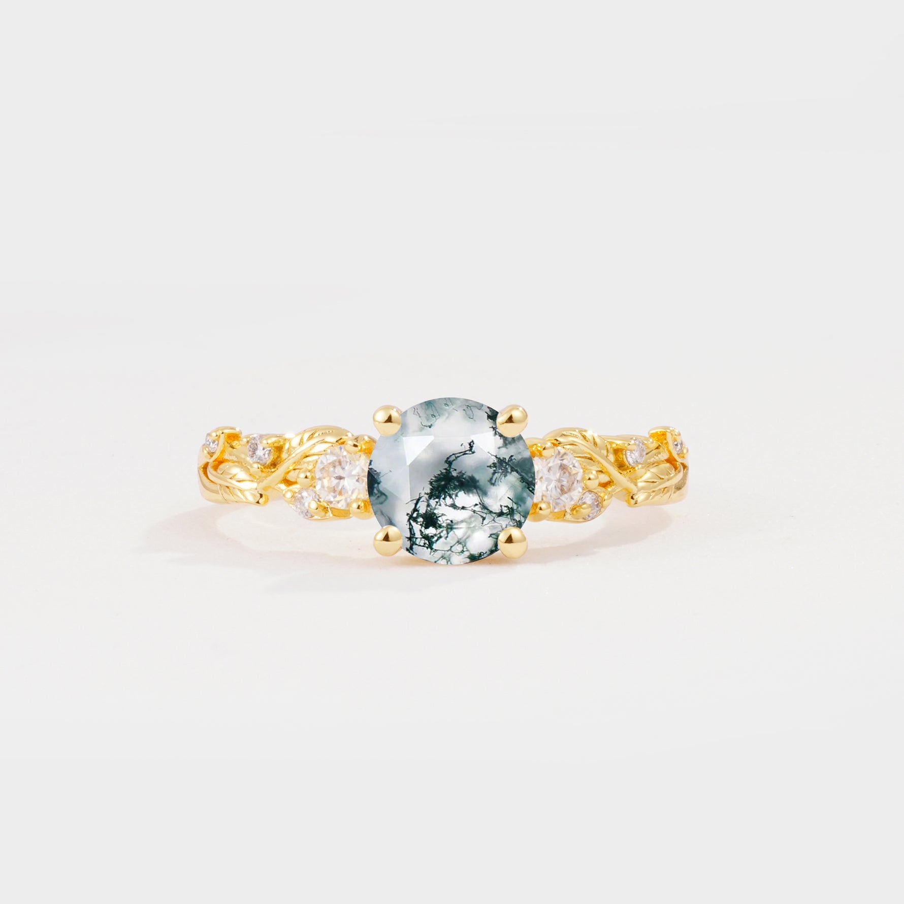 SR08759 Moss Agate Ring - Yellow-Gold