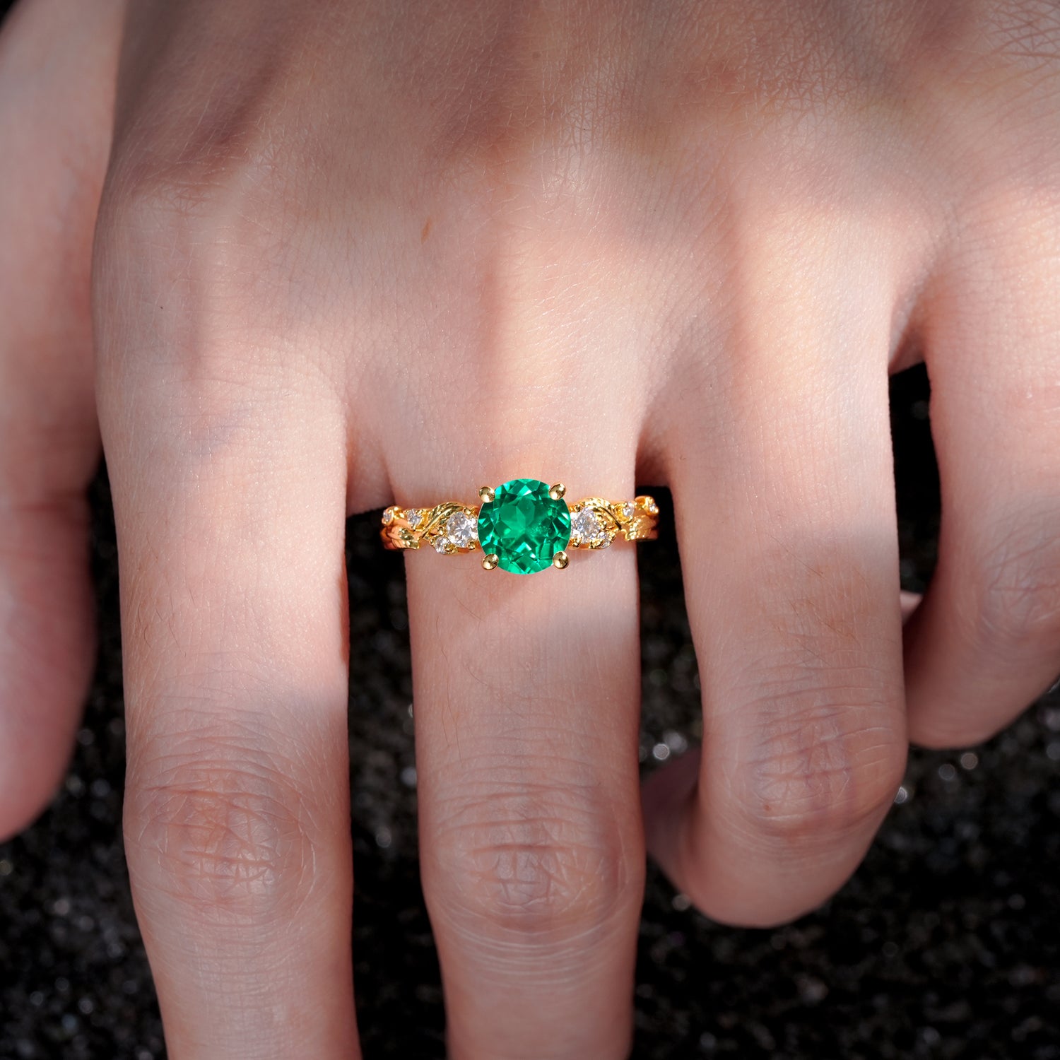 SR08759 Emerald Ring - Rose-Gold