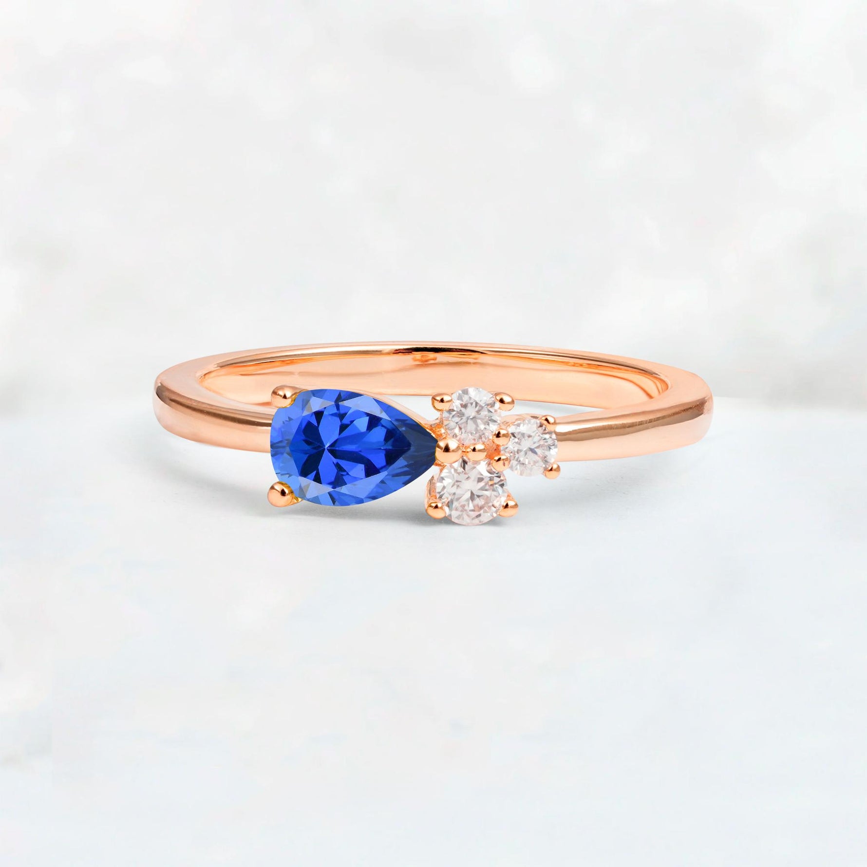 Minimalist East-West Pear Cut Sapphire Engagement Ring - Additional view