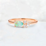Minimalist East-West Pear Cut Fire Opal Engagement Ring - Additional view