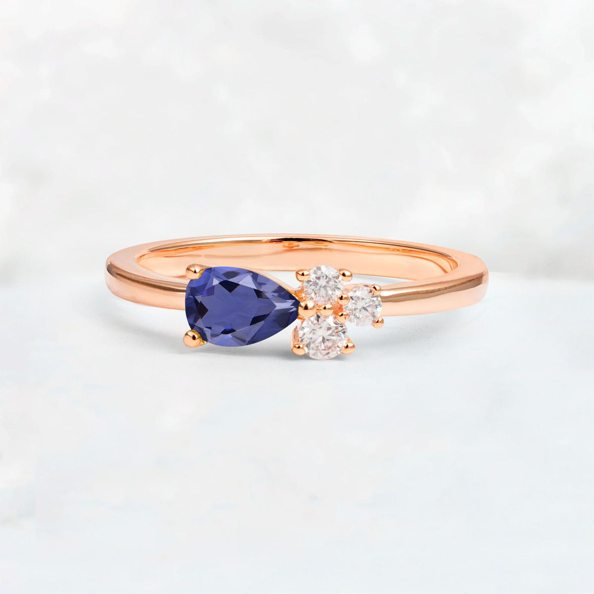 Minimalist East-West Pear Cut Tanzanite Engagement Ring - Additional view