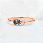 Minimalist East-West Pear Cut Black Rutilated Quartz Engagement Ring - Additional view