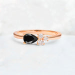Minimalist East-West Pear Cut Black Onyx Engagement Ring - Additional view