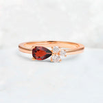 Minimalist East-West Pear Cut Garnet Engagement Ring - Additional view