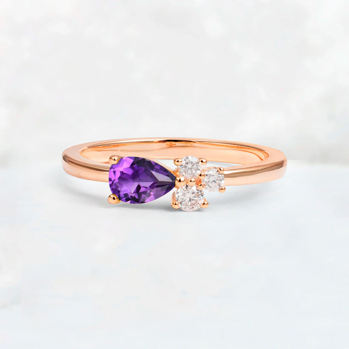 Minimalist East-West Pear Cut Amethyst Engagement Ring - Additional view