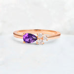 Minimalist East-West Pear Cut Amethyst Engagement Ring - Additional view