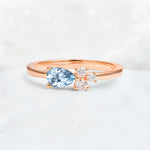 Minimalist East-West Pear Cut Aquamarine Engagement Ring - Additional view