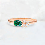 Minimalist East-West Pear Cut Emerald Engagement Ring - Additional view