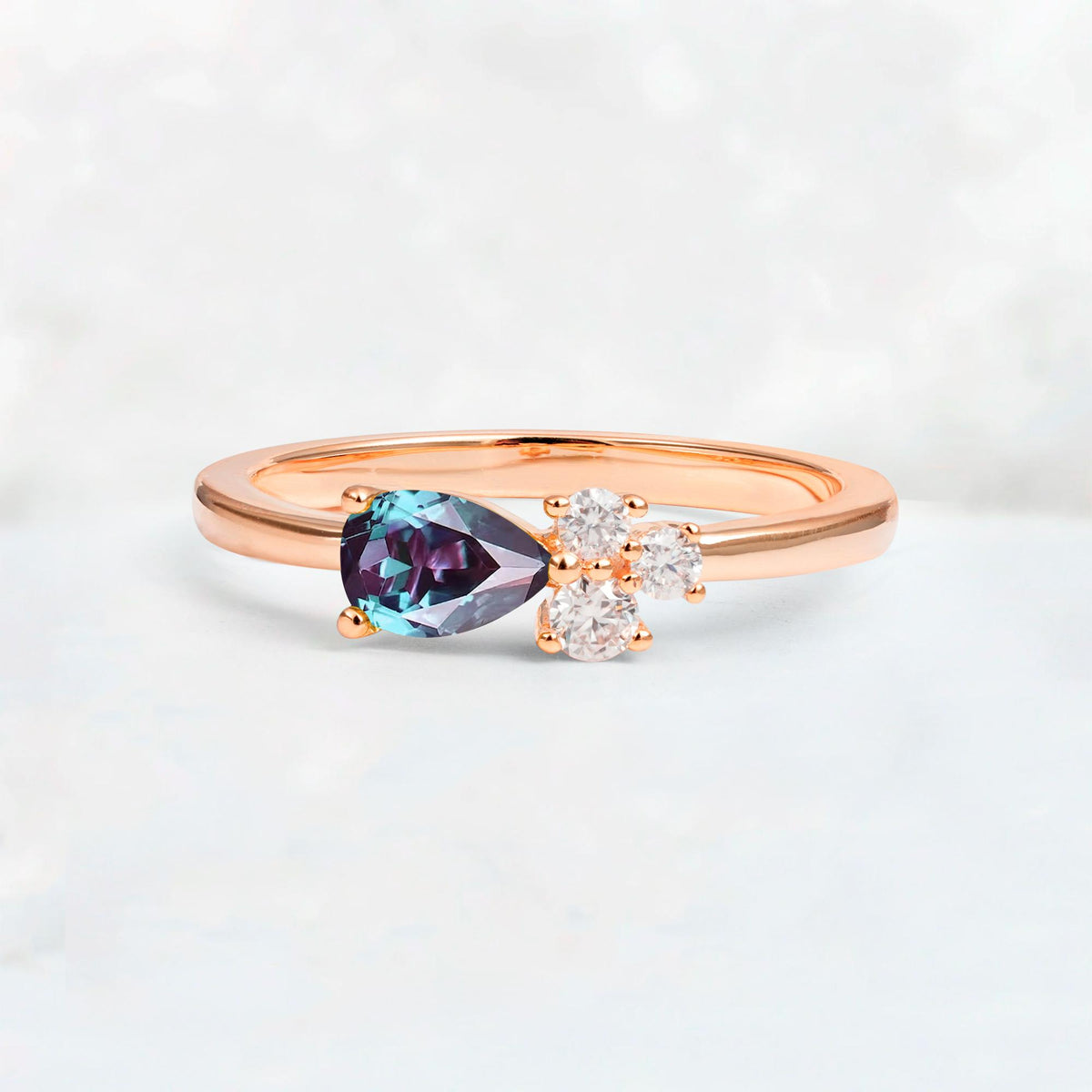 Minimalist East-West Pear Cut Alexandrite Engagement Ring - Additional view