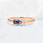 Minimalist East-West Pear Cut Alexandrite Engagement Ring - Additional view