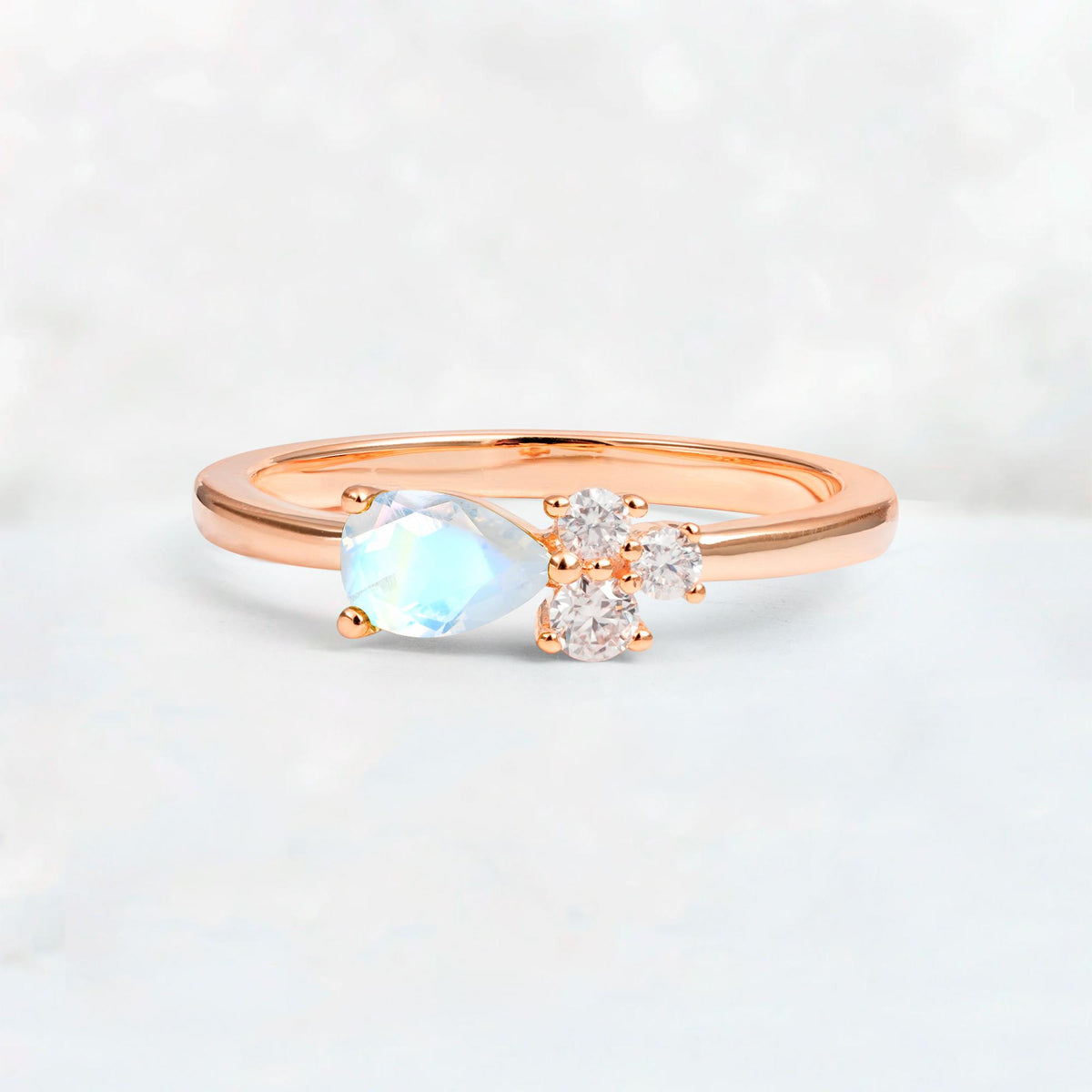 Minimalist East-West Pear Cut Moonstone Engagement Ring - Additional view