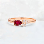 Minimalist East-West Pear Cut Ruby Engagement Ring - Additional view