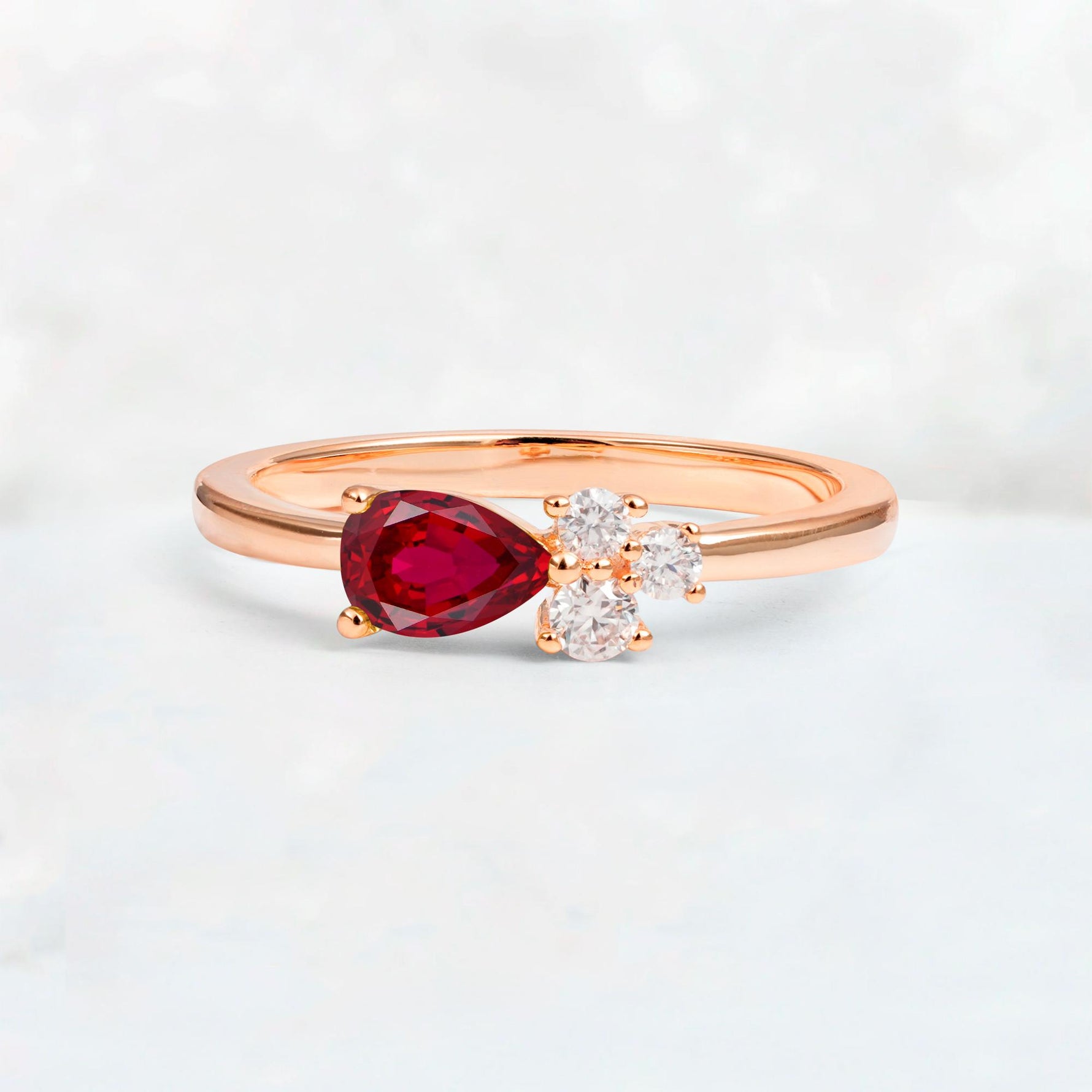 Minimalist East-West Pear Cut Ruby Engagement Ring - Additional view