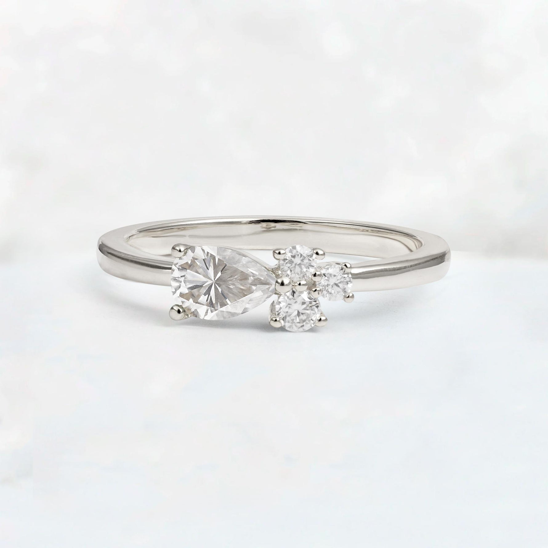 Minimalist East-West Pear Cut Moissanite Engagement Ring - Additional view