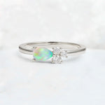 Minimalist East-West Pear Cut Fire Opal Engagement Ring - Additional view