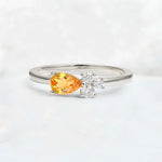 Minimalist East-West Pear Cut Citrine Engagement Ring - Additional view