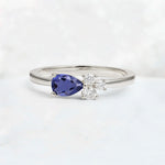 Minimalist East-West Pear Cut Tanzanite Engagement Ring - Additional view