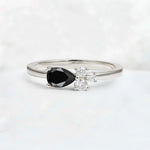Minimalist East-West Pear Cut Black Onyx Engagement Ring - Additional view