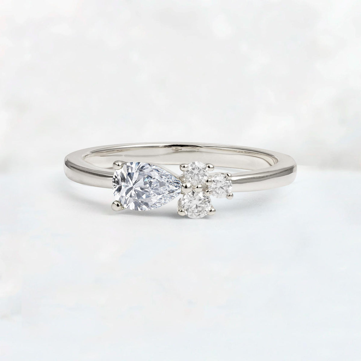 Minimalist East-West Pear Cut Lab Diamond Engagement Ring - Additional view