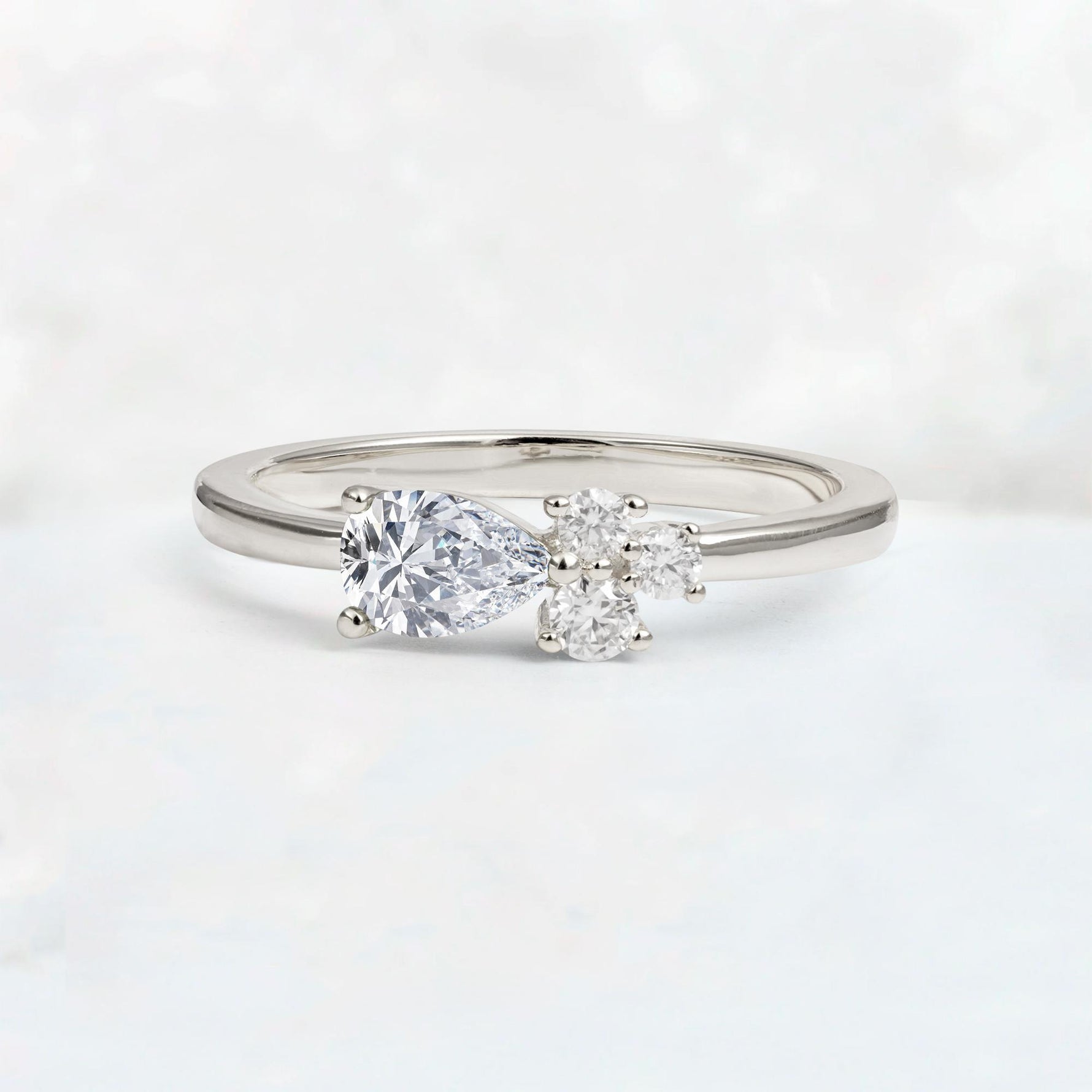 Minimalist East-West Pear Cut Lab Diamond Engagement Ring - Additional view
