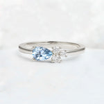 Minimalist East-West Pear Cut Aquamarine Engagement Ring - Additional view