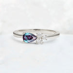 Minimalist East-West Pear Cut Alexandrite Engagement Ring - Additional view