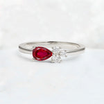 Minimalist East-West Pear Cut Ruby Engagement Ring - Additional view