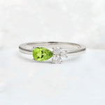 Minimalist East-West Pear Cut Peridot Engagement Ring - Additional view