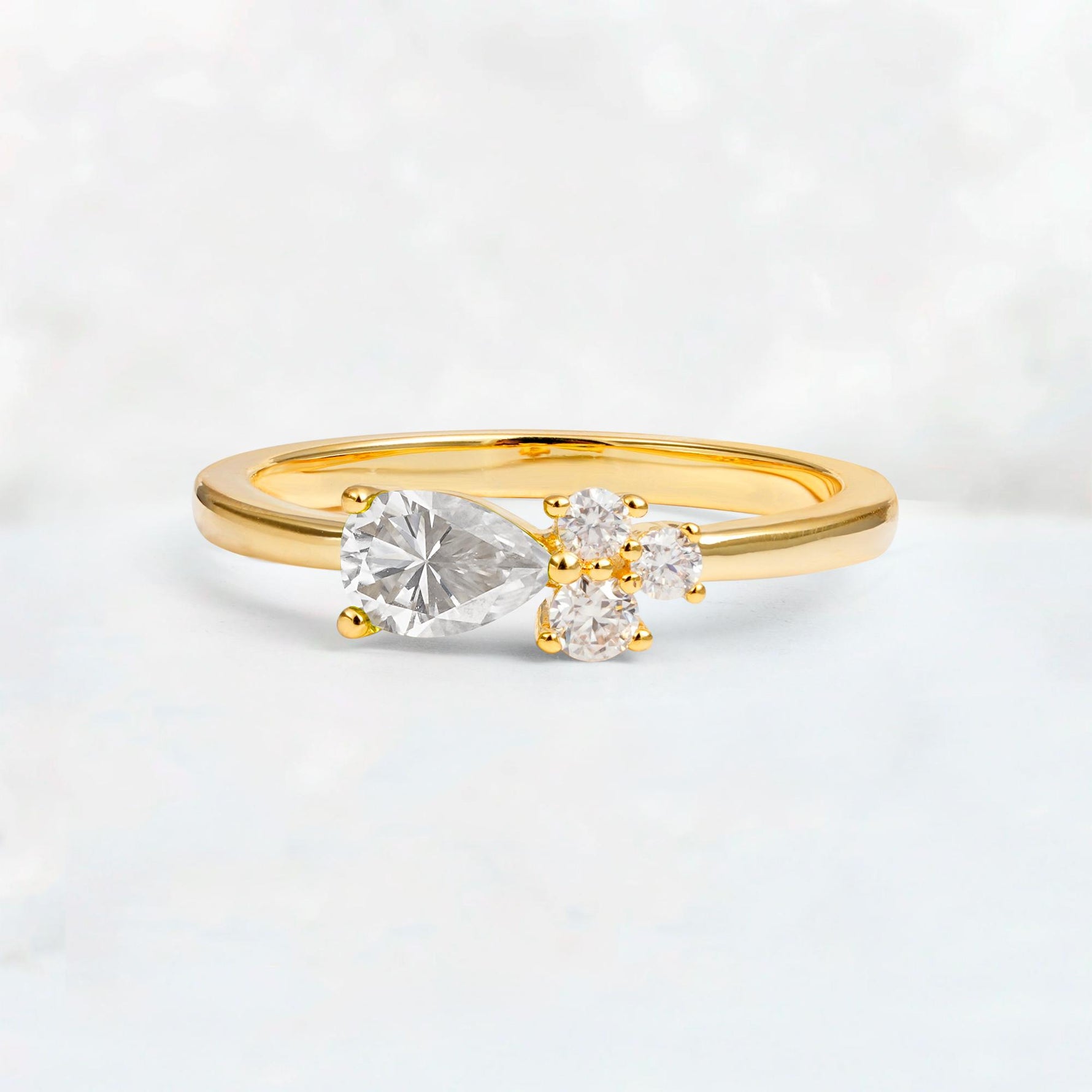 Minimalist East-West Pear Cut Moissanite Engagement Ring - Additional view