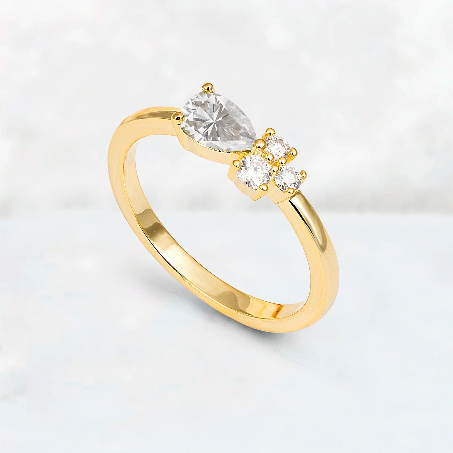 Minimalist East-West Pear Cut Moissanite Engagement Ring - Additional view