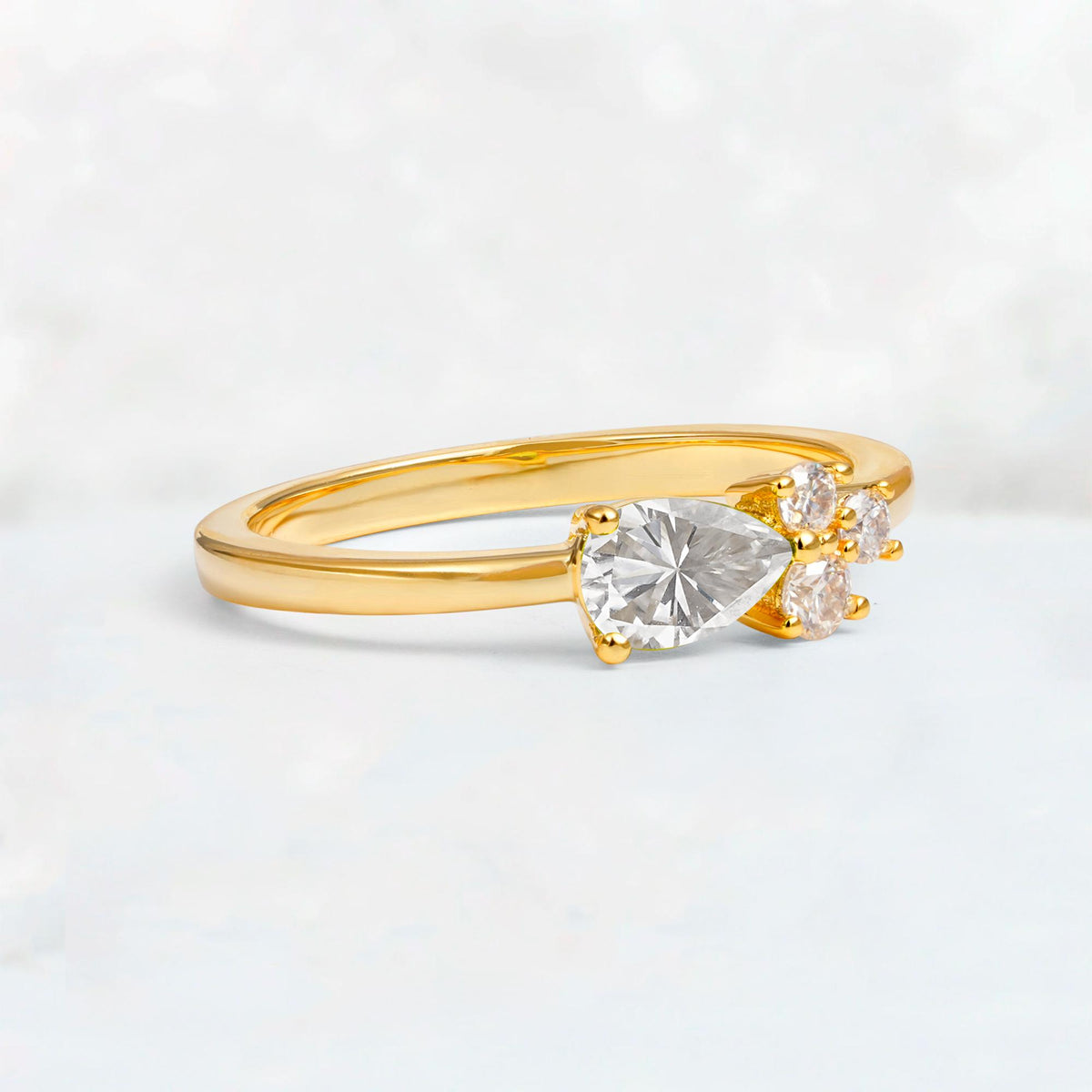 Minimalist East-West Pear Cut Moissanite Engagement Ring - Additional view