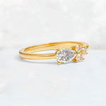 Minimalist East-West Pear Cut Moissanite Engagement Ring - Additional view