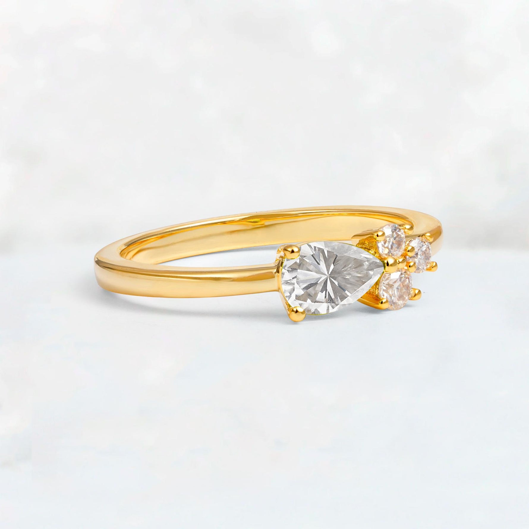 Minimalist East-West Pear Cut Moissanite Engagement Ring - Additional view