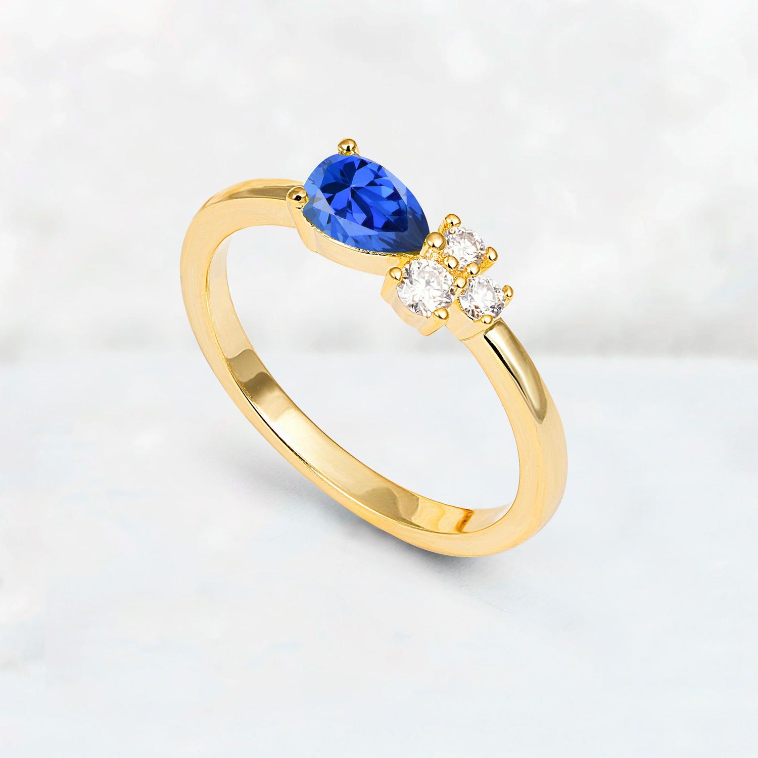 Minimalist East-West Pear Cut Sapphire Engagement Ring - Additional view