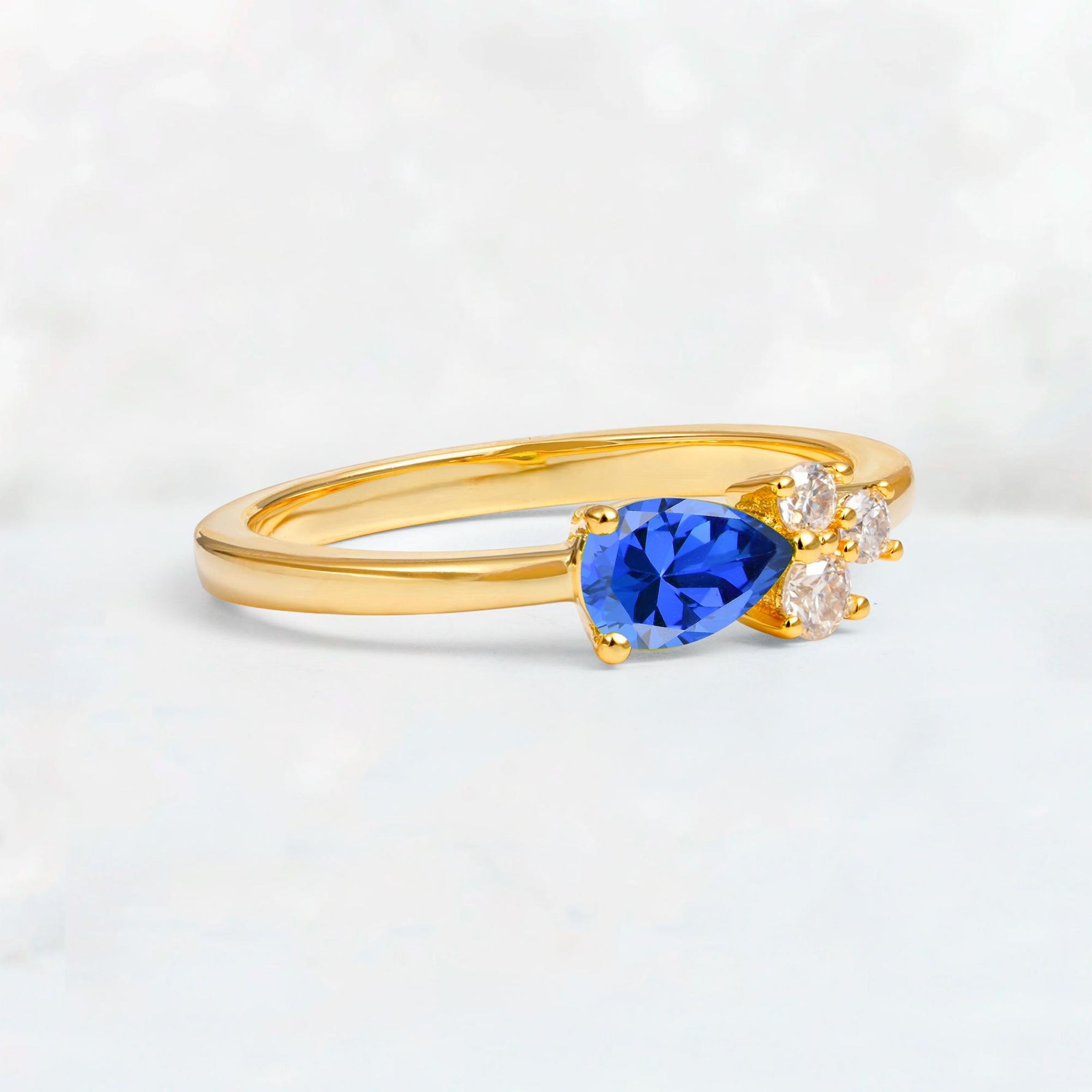 Minimalist East-West Pear Cut Sapphire Engagement Ring - Additional view