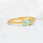 Minimalist East-West Pear Cut Fire Opal Engagement Ring - Additional view