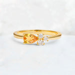 Minimalist East-West Pear Cut Citrine Engagement Ring - Additional view