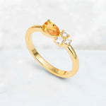 Minimalist East-West Pear Cut Citrine Engagement Ring - Additional view