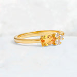 Minimalist East-West Pear Cut Citrine Engagement Ring - Additional view