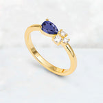 Minimalist East-West Pear Cut Tanzanite Engagement Ring - Additional view