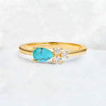 Minimalist East-West Pear Cut Turquoise Engagement Ring - Additional view