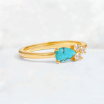 Minimalist East-West Pear Cut Turquoise Engagement Ring - Additional view