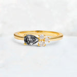Minimalist East-West Pear Cut Black Rutilated Quartz Engagement Ring - Additional view