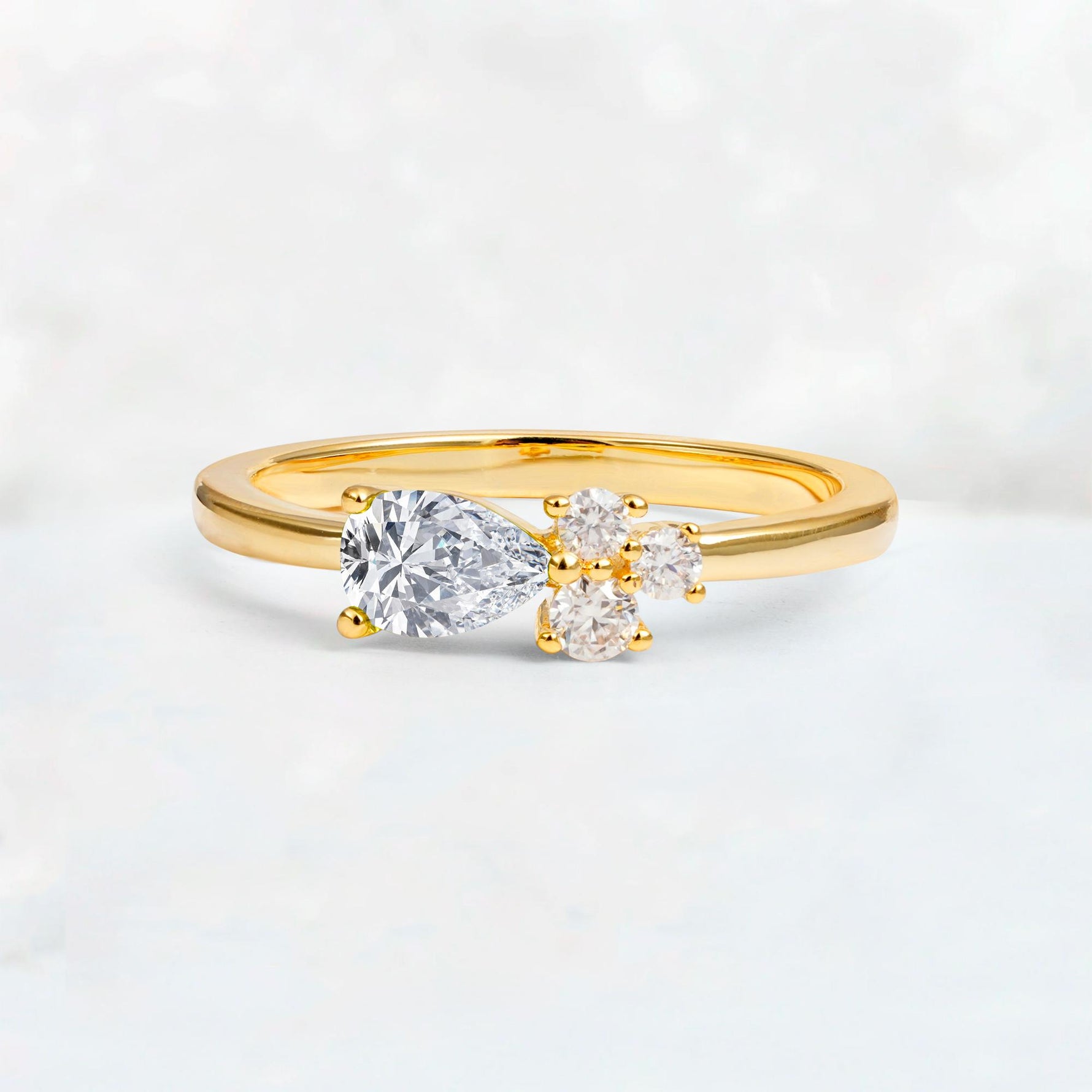 Minimalist East-West Pear Cut Lab Diamond Engagement Ring - Additional view