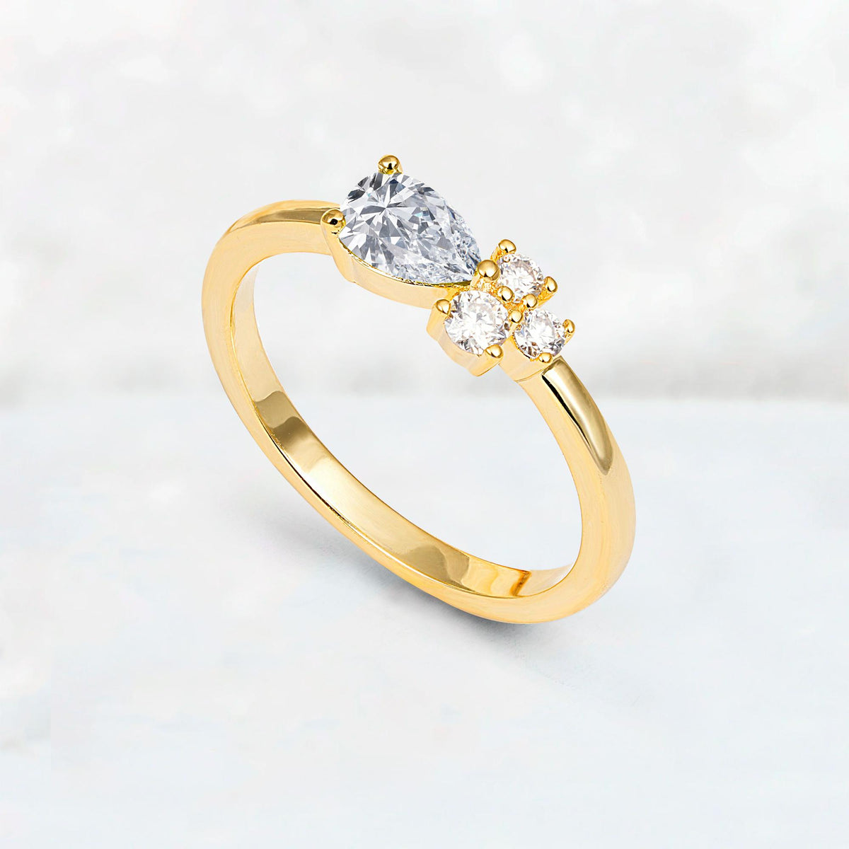 Minimalist East-West Pear Cut Lab Diamond Engagement Ring - Additional view