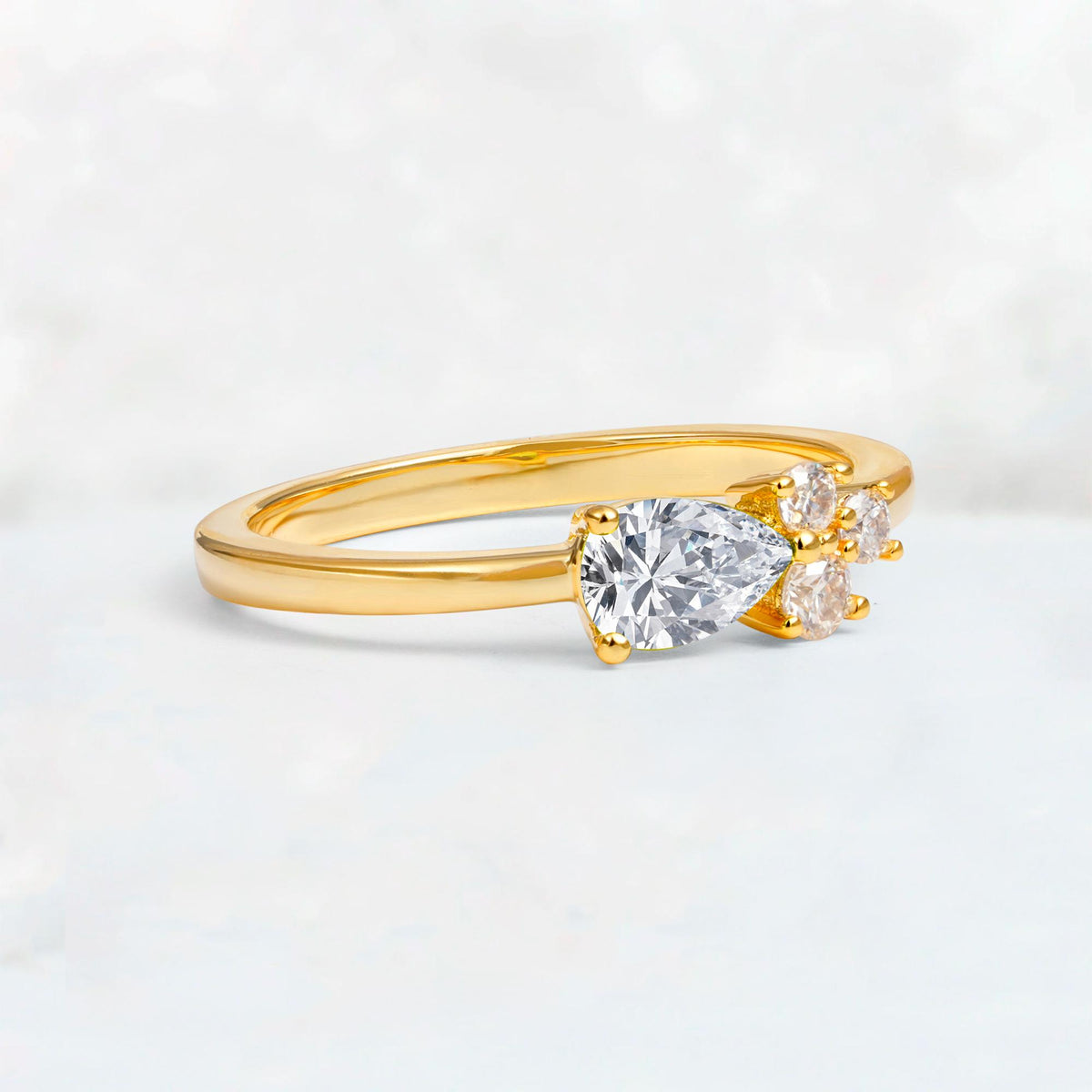 Minimalist East-West Pear Cut Lab Diamond Engagement Ring - Additional view