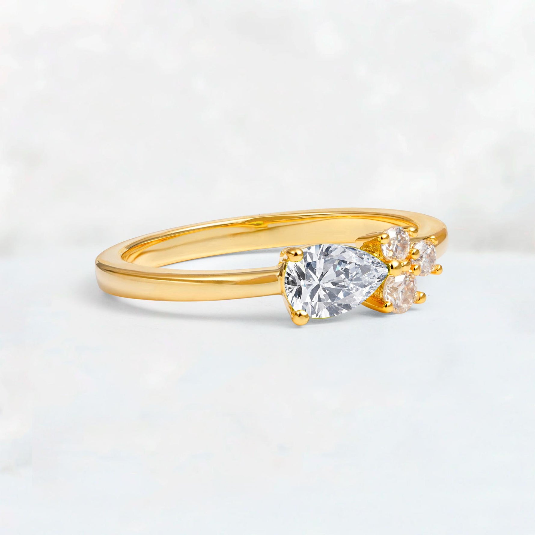 Minimalist East-West Pear Cut Lab Diamond Engagement Ring - Additional view