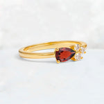 Minimalist East-West Pear Cut Garnet Engagement Ring - Additional view