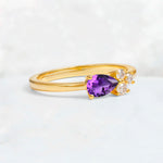 Minimalist East-West Pear Cut Amethyst Engagement Ring - Additional view