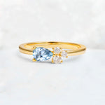 Minimalist East-West Pear Cut Aquamarine Engagement Ring - Additional view